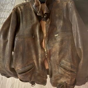 Vintage Golden Goode superior leather brown motorcycle jacket